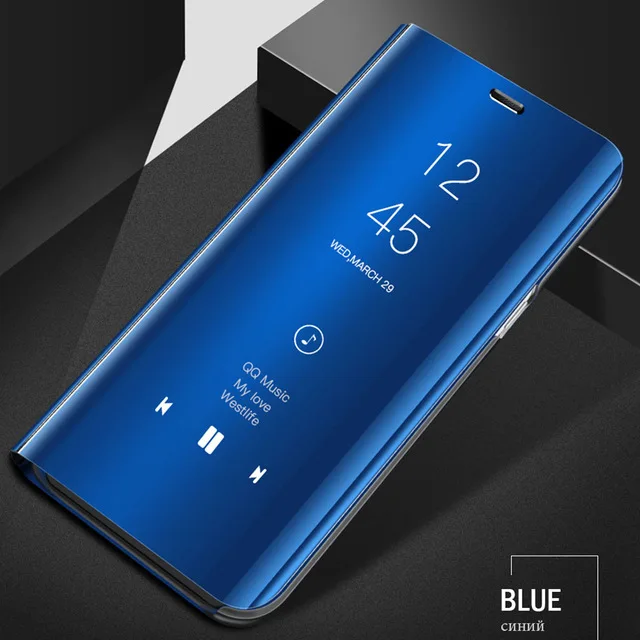 Чехол-книжка mi rror для Xiao mi Red mi Note 7 5 6 Pro 4X mi 9 8 A1 A2 Lite Pocophone F1 Fundas чехол s on Red mi Note 7 5 6A 8 Pro - Цвет: Blue