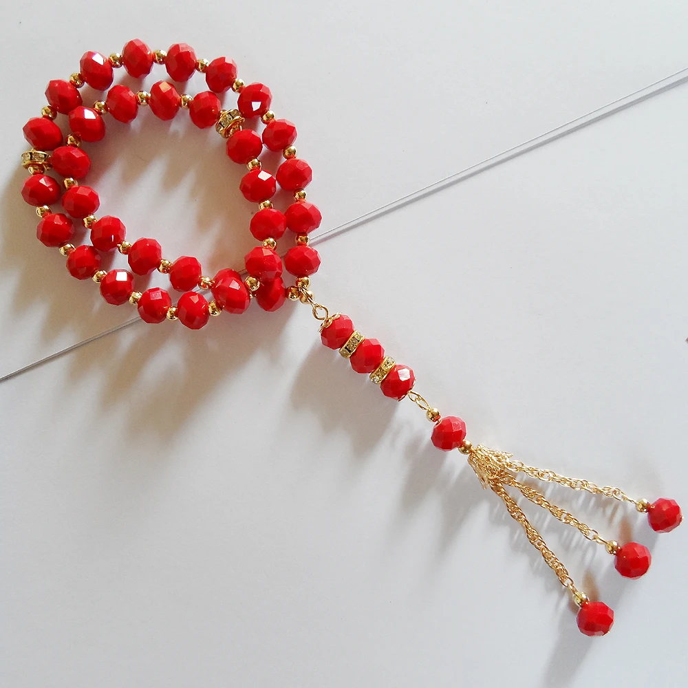 

{2019 New design Ceramic red crystal beads bracelet,Red Muslim wedding bracelet for jewelry gift,fashin wedding accessories