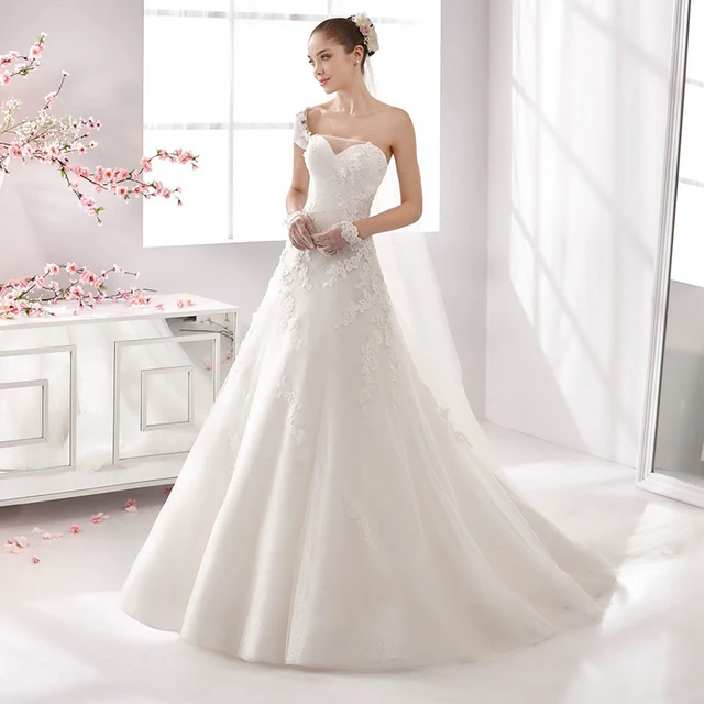 One Shoulder Sweetheart Wedding Dress
