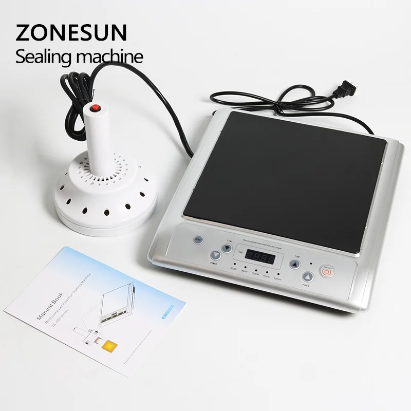 ZONESUN 220 V электромагнитный индукционный уплотнитель алюминиевый машина для склеивания фольги для пластик и стекло бутылки крышка PP, PE, PS 20-130 мм