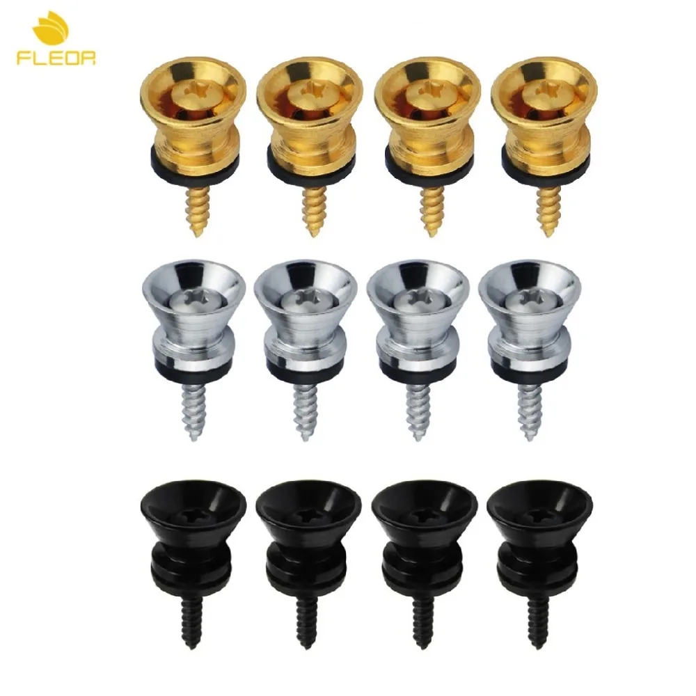

FLEOR 4pcs Guitar Straplock Strap Lock Button Ukulele Strap Button Black/ Silver/ Gold Choose for Guitar Accessories