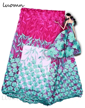 

French African Lace Fabric High Quality Embroidered Nigerian Net Lace with Guipure Lace Fabric 5 Yards for Lady Dress JL1069