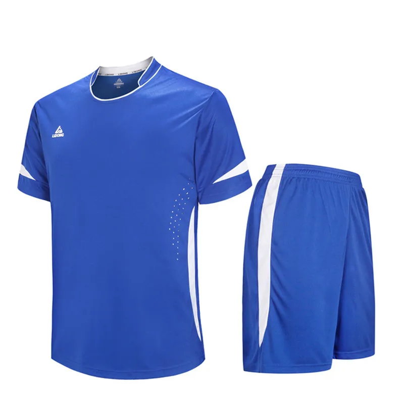 Новые детские футбольные майки для мальчиков и девочек, форма для футбола, спортивные комплекты для футбола, Дышащие Короткие футболки, футболки с принтом «сделай сам» по индивидуальному заказу - Цвет: 5015 kids blue