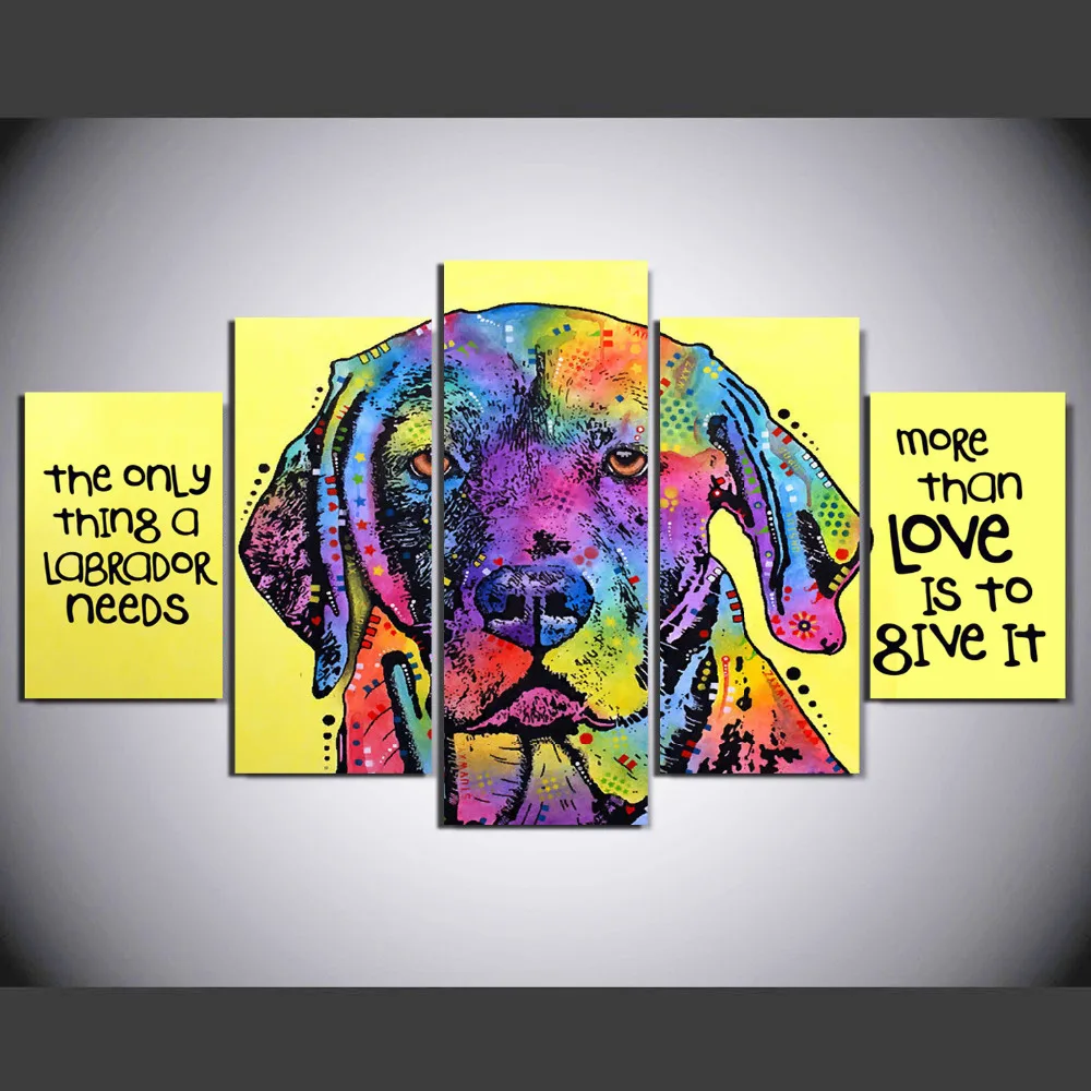 5 pieces colour abstract Labrador print canvas art 1 5 pieces colour abstract Labrador print canvas art 1