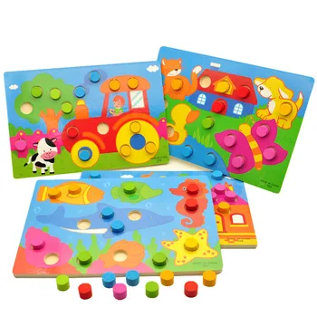 

Montessori Wooden Kids Toys Tangram/Jigsaw Board Cartoon Puzzle Game Jigsaw Kids Early Learning Educational Toys for Children