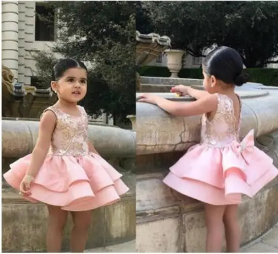 

Lace Pink Flower Girl Dresses 2018 Sleeveless Soft Tulle Ball Gown Pageant Dresses For Girls Communion Dresses