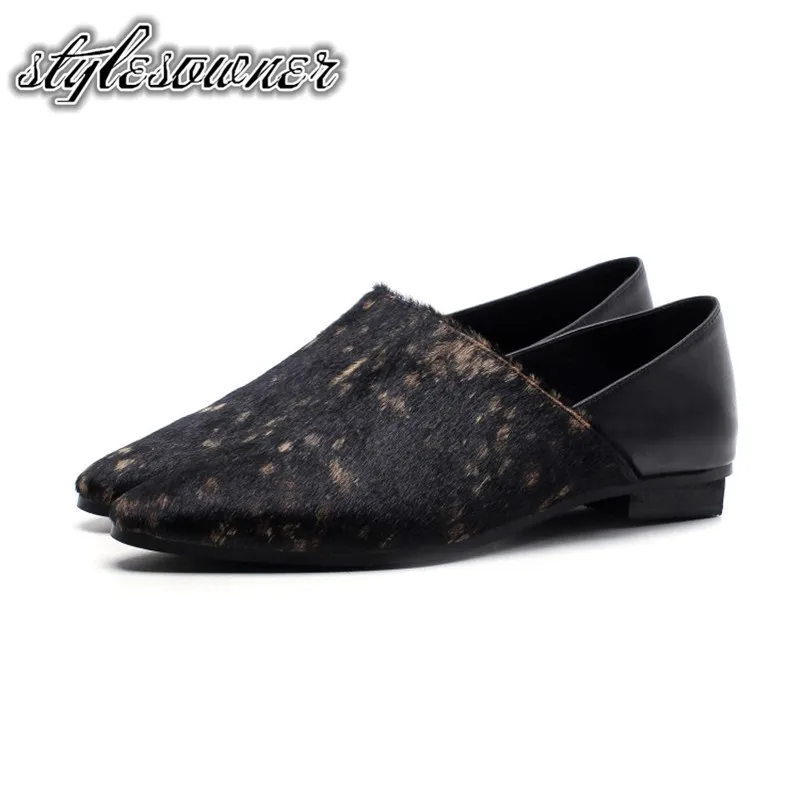 

Stylesowner Fashion Flat Woman Casual Shoes Spring Autumn Black Solid Color Pointed Toe Horsehair New Style Slip-on Woman Shoes