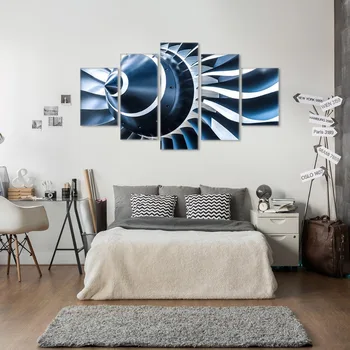 

TURBINE FOCUS Framed 5 Panels Canvas Print Painting Modern Canvas Wall Art for Wall Pcture