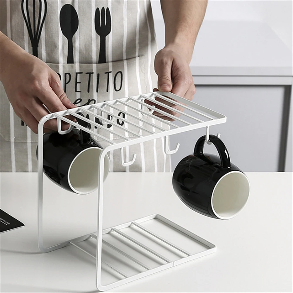 

Home Mug Cup Coffee Cup Drain Shelf Coffee Cup Plates Iron Rack Creative Iron Cup Holder Kitchen Rack