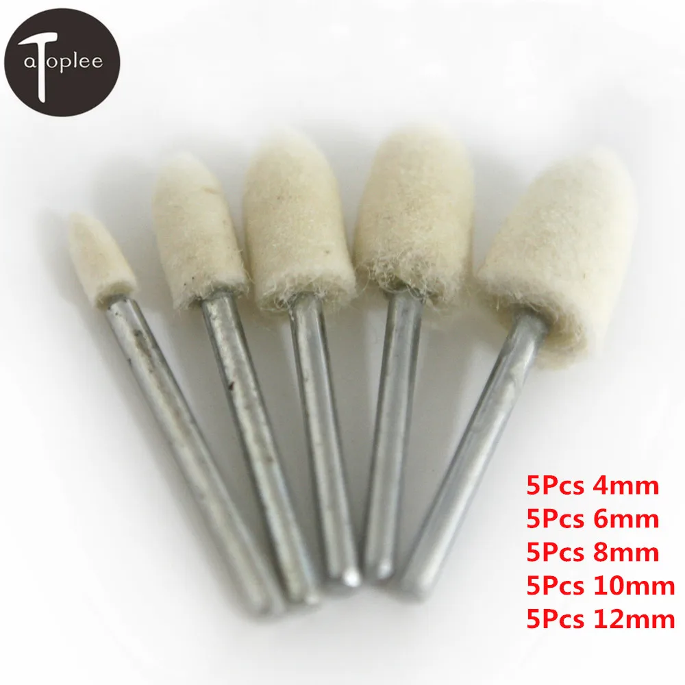 Metal 50Pcs Glass Gold and Silver Jewelry 3mm Wool Felt Cone Buffing Grinding Head Sets Polishing Rotary Tools With 3mm Shank for Polishing Mold