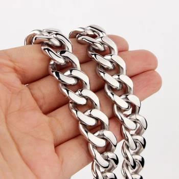 

Fashion Heavy Silver Gold Chain For Men Big Long Necklaces Male Rose Gold Color Hip Hop Stainless Steel Cuban Chain Necklace