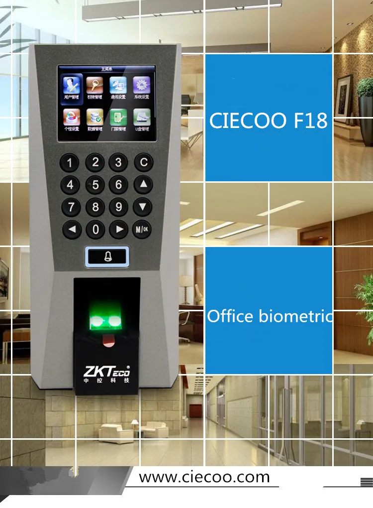 Zk F18 Biometric Fingerprint Scanner Access Control Time