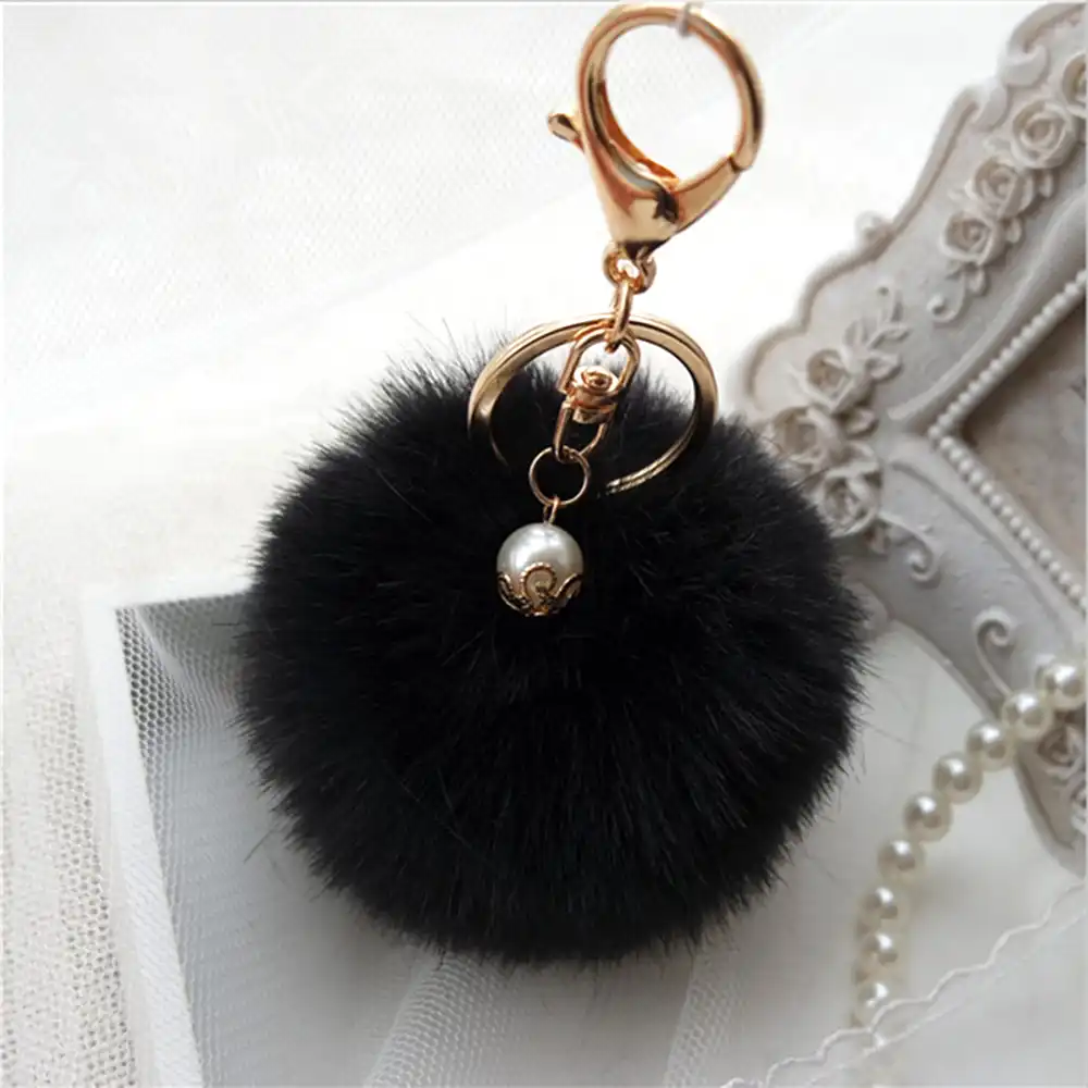 black pom keychain