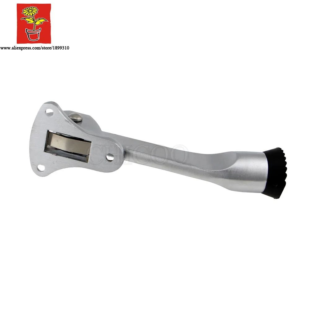 CHICOO Door Fittings Zinc Alloy Feet Kickdown Door Stopper Satin Chrome Lever Holder Rubber Stop Hardware door buffer