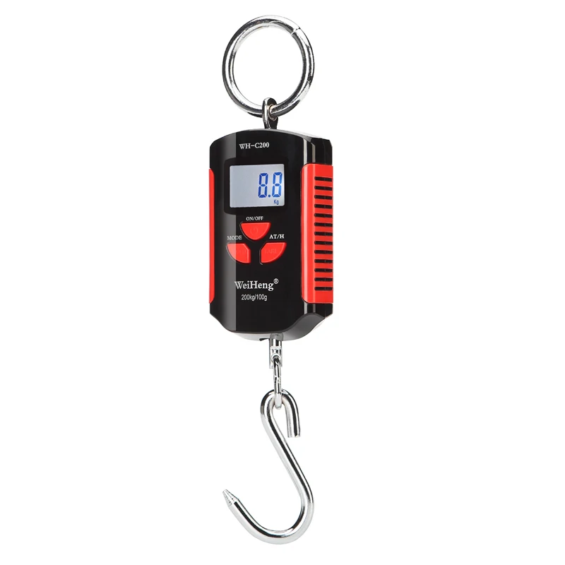 Industrial 200kg/100g Portable Digital Crane Scale Heavy Duty Hanging Hook Scale Electronic Balance Fishing weight - Цвет: Красный