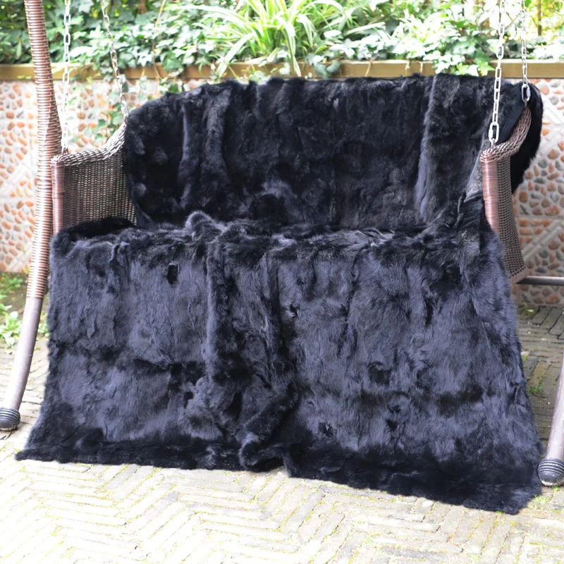 CX-D-11A дешевый китайский дизайн натуральный кролик меховой ковер меховое одеяло плед площадь ковер для гостиной украшение Прямая