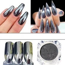 Металлический зеркальный блеск для ногтей, набор, сексуальный металлический лак для ногтей, хромированная пудра, блестящий крошечный пигмент, Пылезащитный Набор для Хэллоуина, черный базовый цвет, 1 г