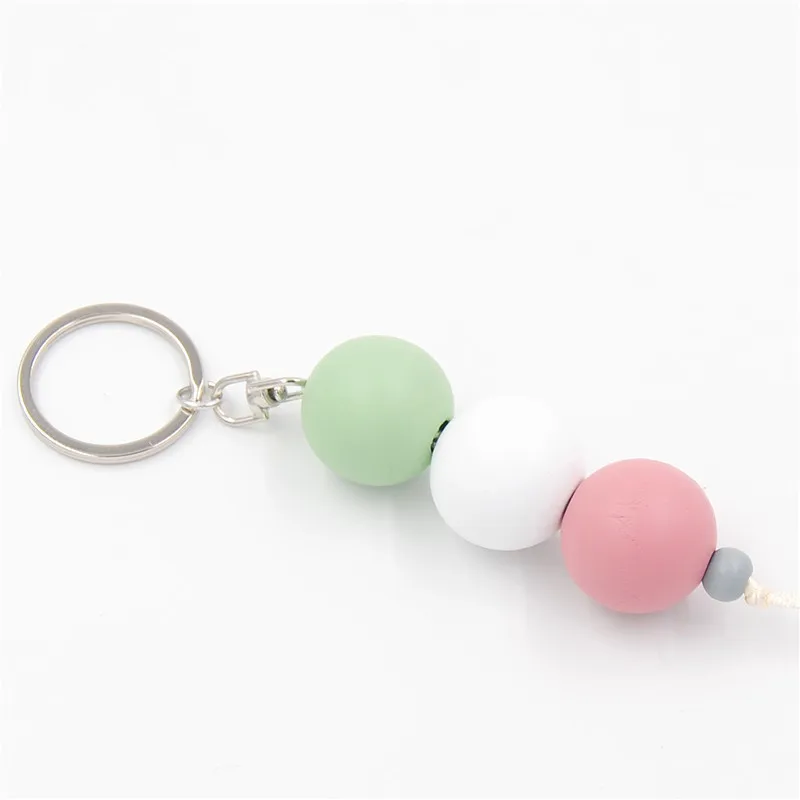 

2019 New Popular 1pc Summer New Wood Keychains Candy Colorful Wooden Beads Keyring For Women Jewelry gift key chain