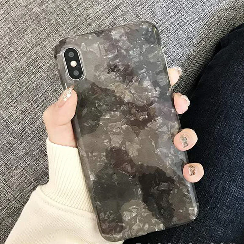 

Luxury Trendy Army Green Shell Pattern All-inclusive Silicone Case For iPhone X XS Max XR 6 6S 7 8 Plus Soft TPU Back Cover Caqa