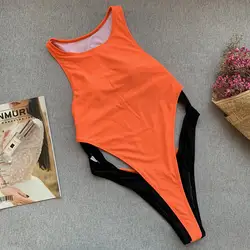 Одна деталь купальник 2019 Новый Холтер Push Up Купальники Для женщин Винтажная повязка купальный пляжный костюм одежда Высокий разрез без