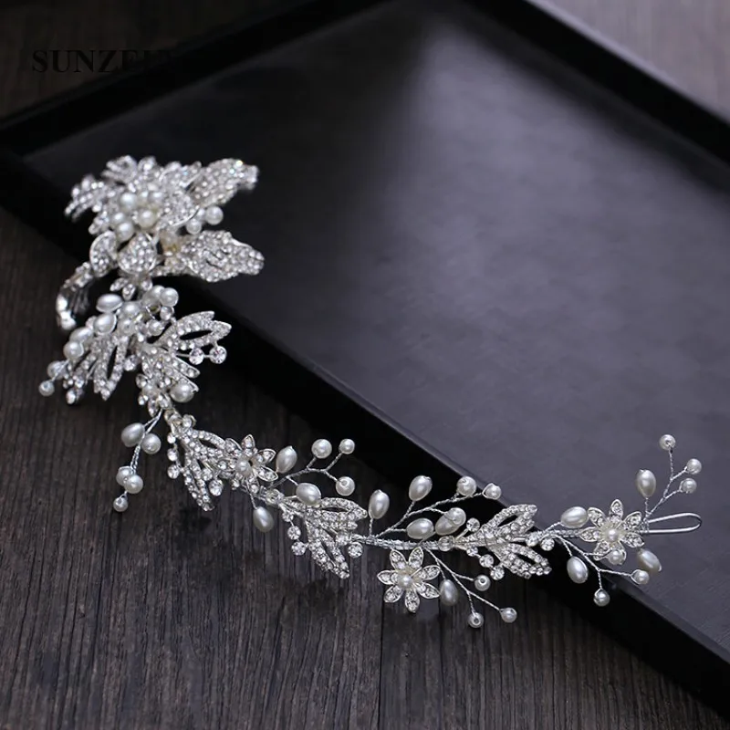 

Pearls Beaded Elegant Bridal Headband Flowers Bride Wedding Hair Accessories Women's Formal Evening Party Hair Decoration SHA14