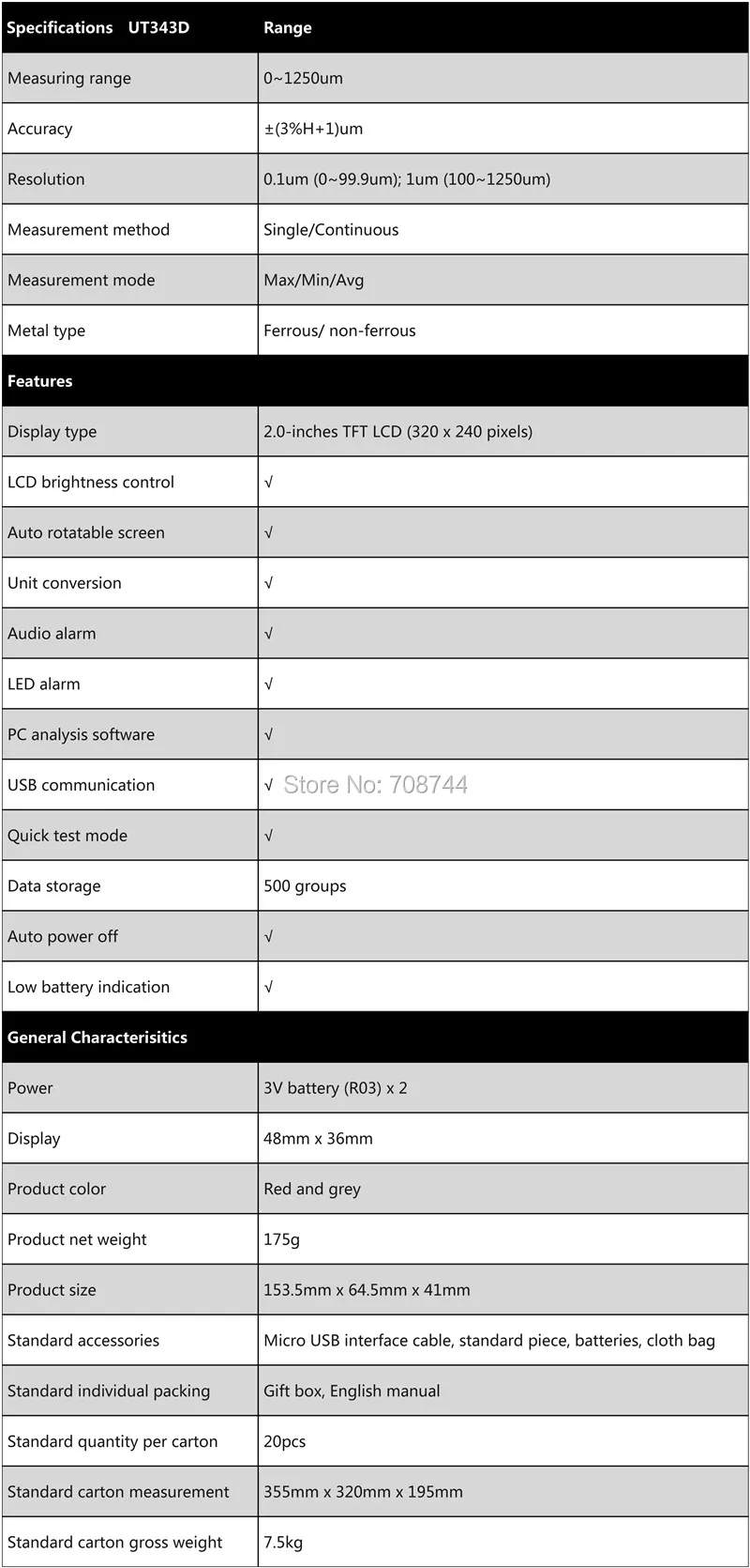 UT343D spec