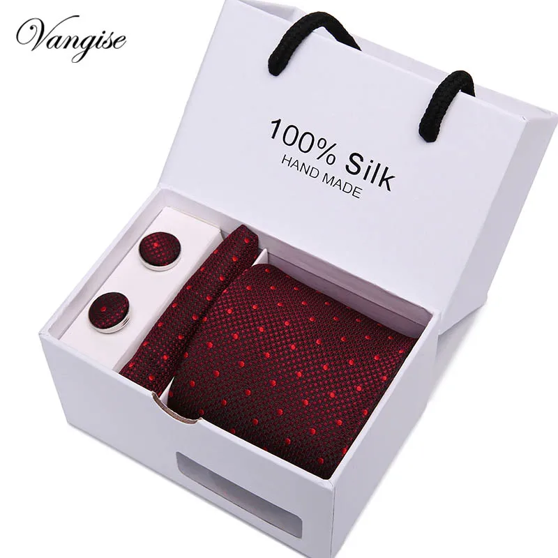 Дизайн набор галстуков с подарочной коробкой жаккардовый плетеный галстук шелковый галстук Hanky запонки наборы галстуков для свадебной вечеринки для мужчин - Цвет: SB44