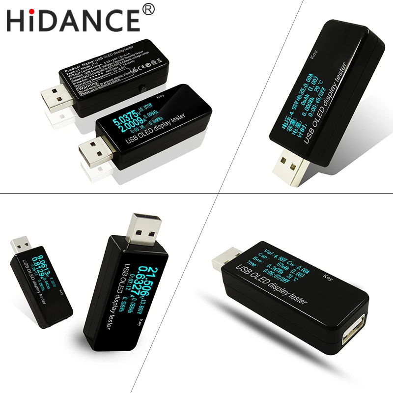 USB Tester DC OLED 128x64 voltmeter current voltage Meters Power Bank battery Capacity monitor Phone charger detector +USB LOAD