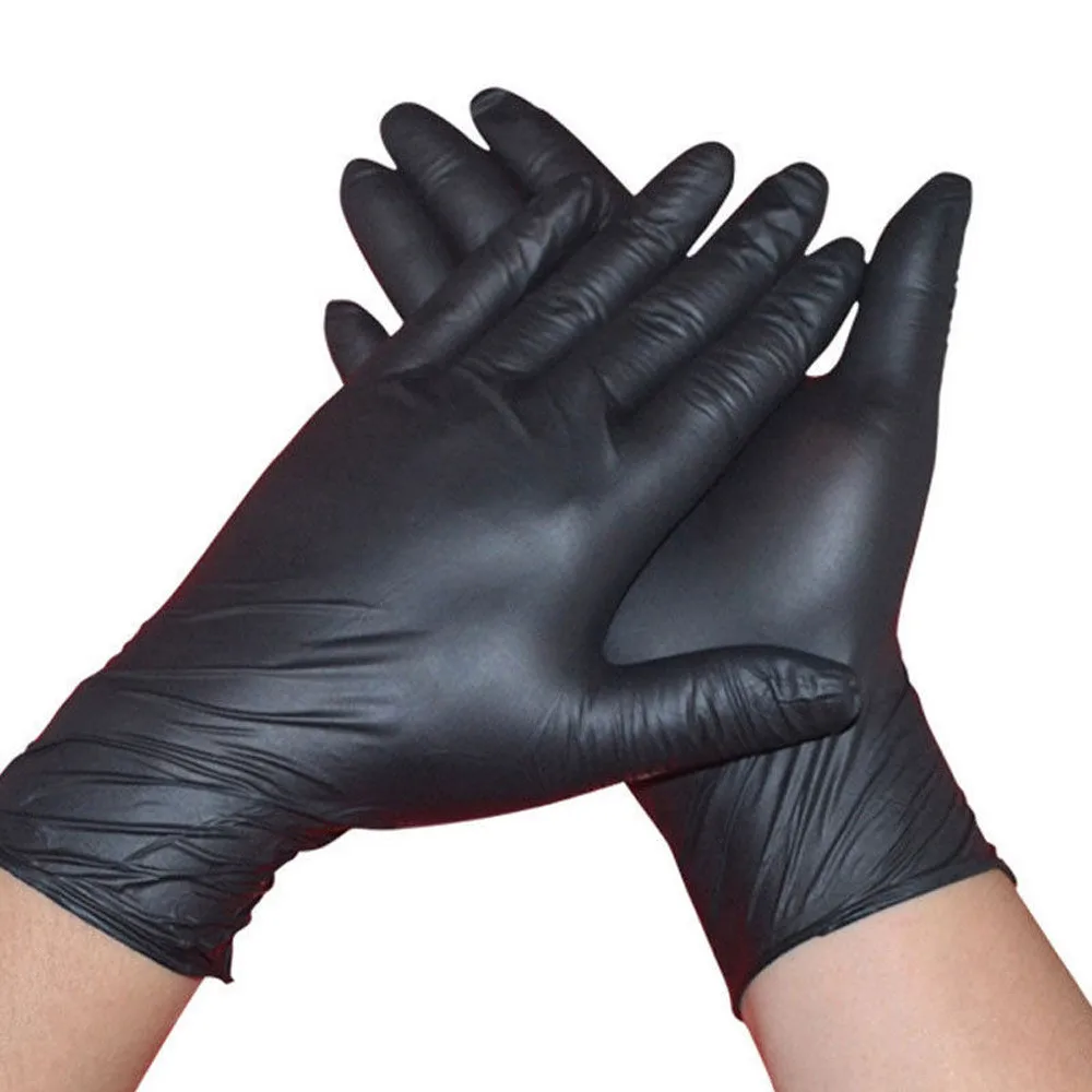 10 шт. Одноразовые черные перчатки для домашней уборки, моющие перчатки, нитриловые лабораторные медицинские тату антистатические перчатки 45