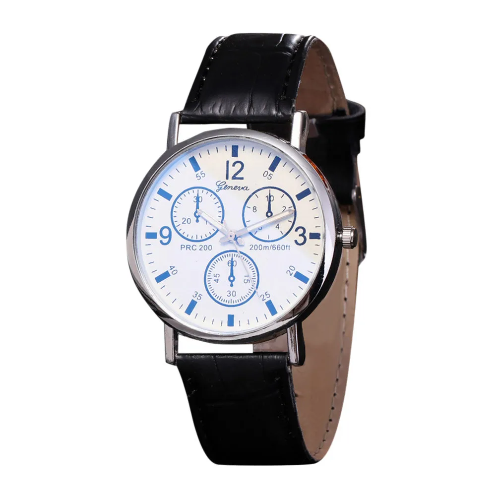 New Blu Ray Glass Watch Neutral Quartz Simulates The Wrist Watch Men Fashion Luxury Business Mens Watches Gifts Wholesale Q60