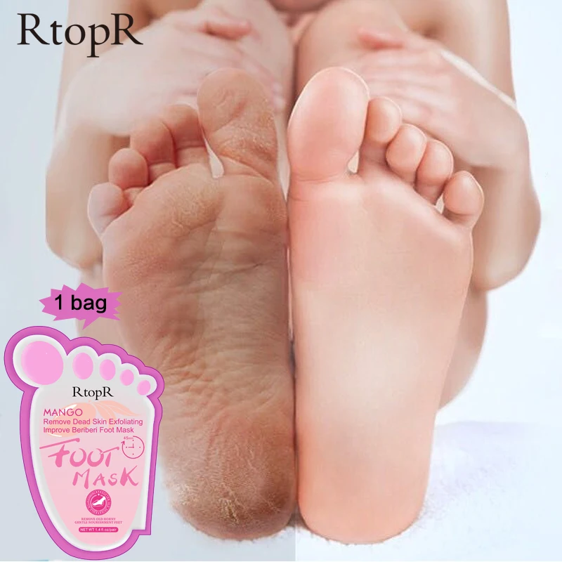 

1Bag Mango Foot Mask Peel Dead Whitening Moisturizing Exfoliating Renewal Pedicure Remove Dead Skin Heel Socks Peeling Foot Care
