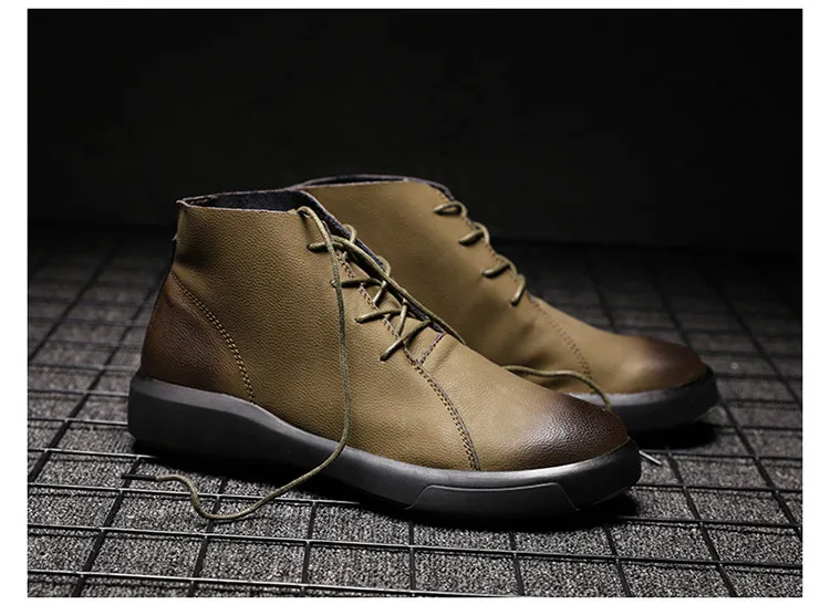 Зимние мужские кожаные ботинки, большие размеры 39-47, мужские ботинки повседневные туфли хаки на шнуровке мужские Ботильоны botas hombre 89071m