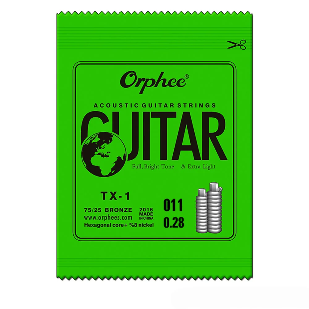 Orphee 10 AkoestIsche гитарная струна Zeshoekige Core+ 8% Nikkel Volledige Brons Heldere Tone& Extra Licht Medium
