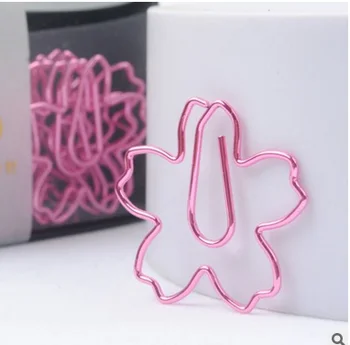 

12Pcs/pack beautiful cherry blossoms shaped of cute paper clip metal clips memo clip clamp office accessories