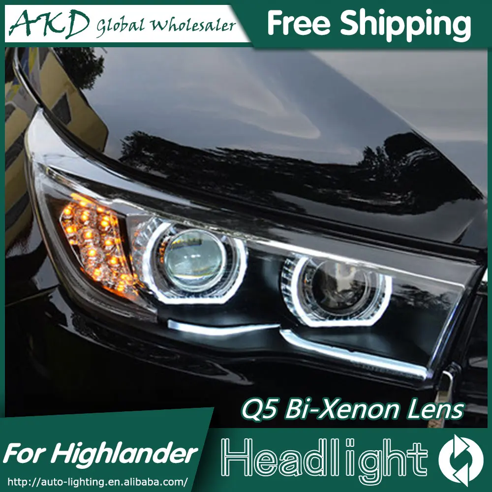 

AKD Car Styling for Toyota Highlander LED Headlights 2015 Angel Eye Headlight DRL Bi Xenon Lens High Low Beam Parking Fog Lamp