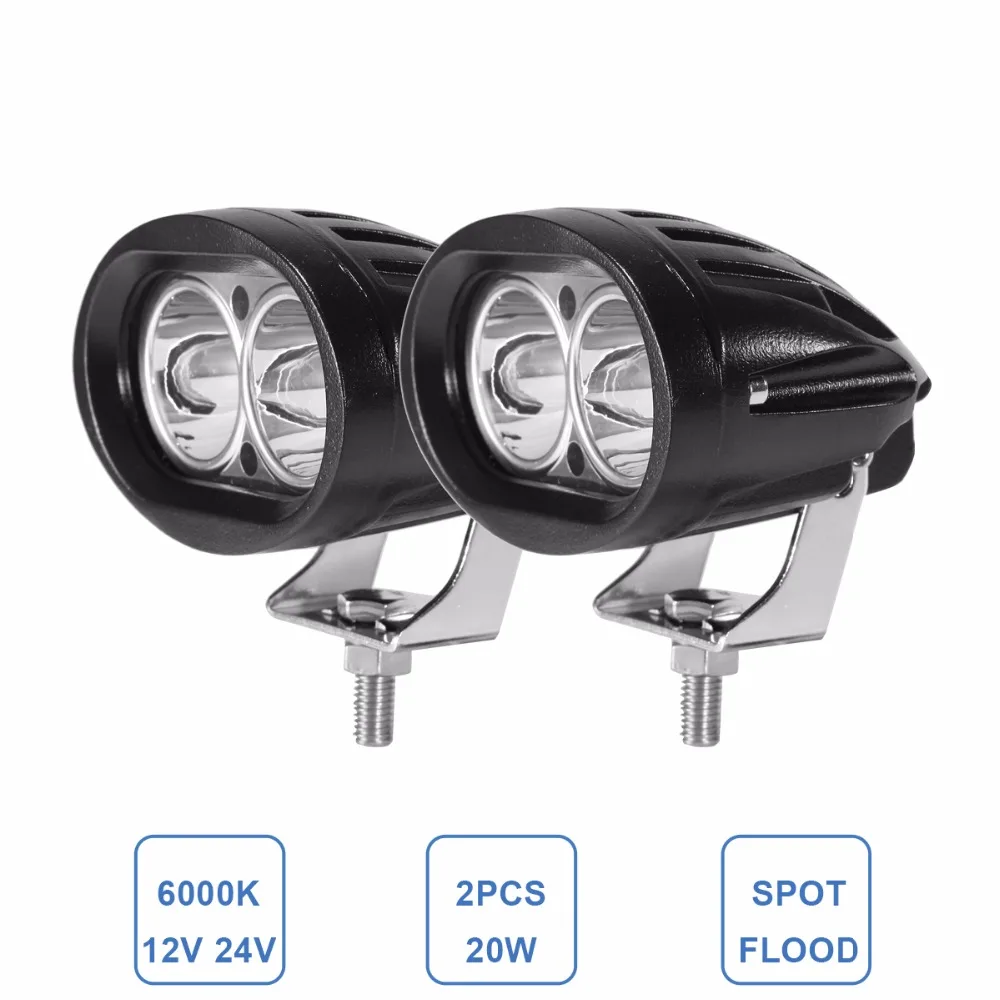 2X OVAL LED WORK LIGHT FOG LAMP 12 24V 20W CAR MOTORCYCLE ...