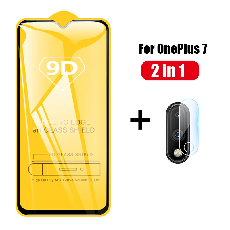 Для OnePlus 7 One Plus 7 OnePlus7 glass 9D полное покрытие 9D закаленное стекло+ задняя камера защитная пленка протектор экрана для 1+ 7 1 Plus7 - Цвет: 2 in 1 For OnePlus 7