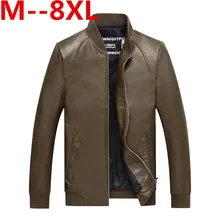 10XL 8XL 6XL мужские кожаные куртки модное свободное однотонное пальто одежда из искусственной кожи мужская зимняя с длинным рукавом стоячий воротник мотоциклетная кожа