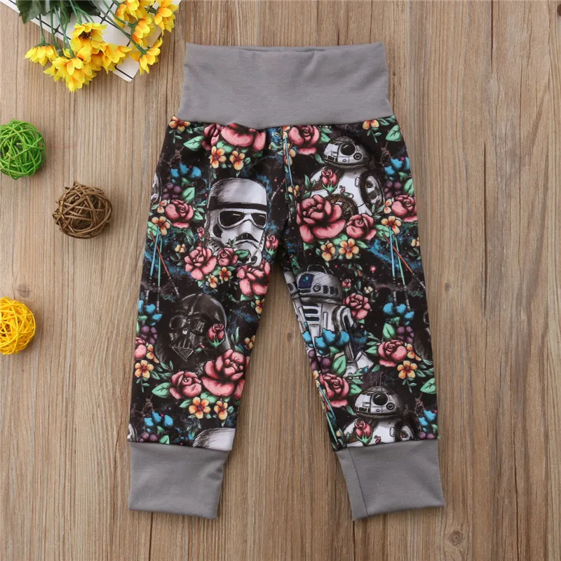 Новинка 2018 года; сезон весна-осень; леггинсы с цветочным принтом для маленьких детей; штаны с рисунком эластичные длинные узкие штаны; брюки