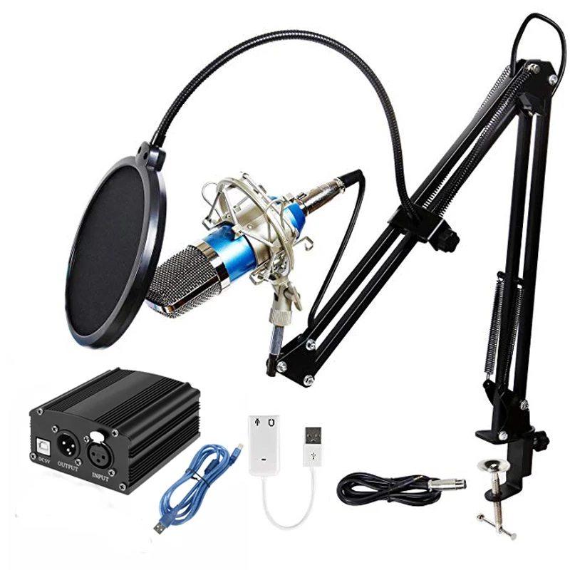 

Phantom Power and BM700 Capacitance Professional Microphone Studio Support Shock Pop Filter For kareoke PC Laptop