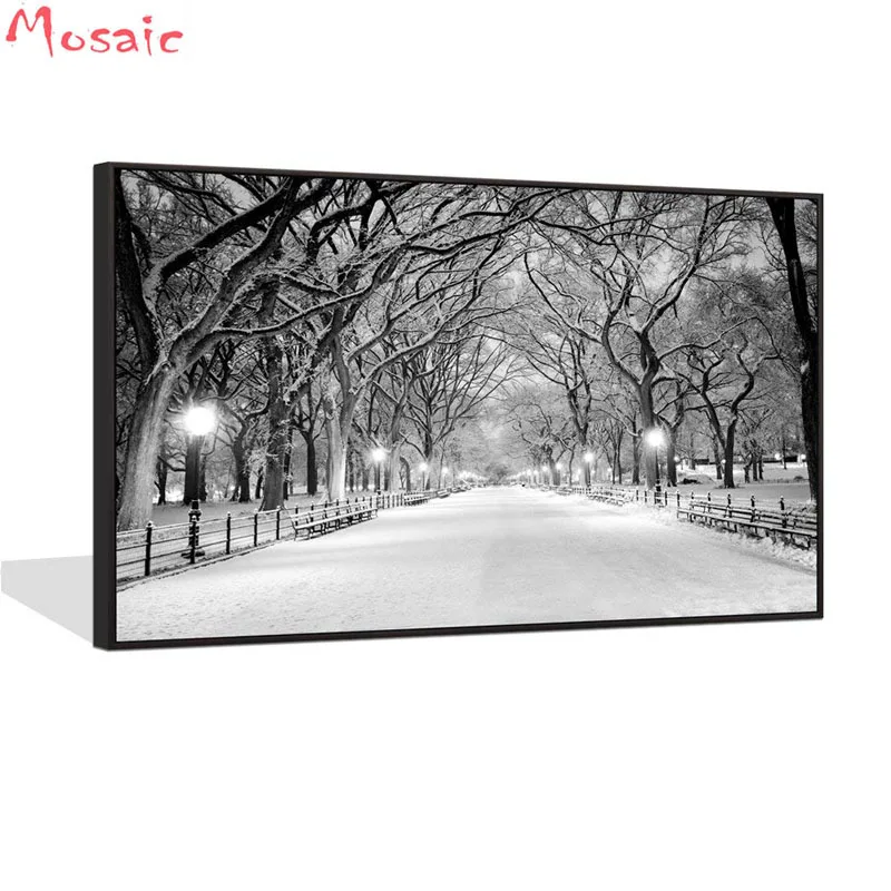 

DIY Diamond Painting New York City Central Park Snow Landscape Cross Stitch Mosaic diamond embroidery Pattern Full square drill