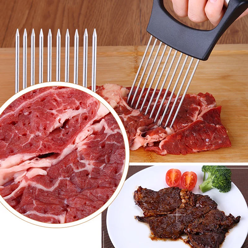 Best Onion Holder Vegetable Tools Onion Cutter Slicer Tomato Holder Meat Fork Potato Cutting Aids for Slicing Kitchen Accessories  (7)