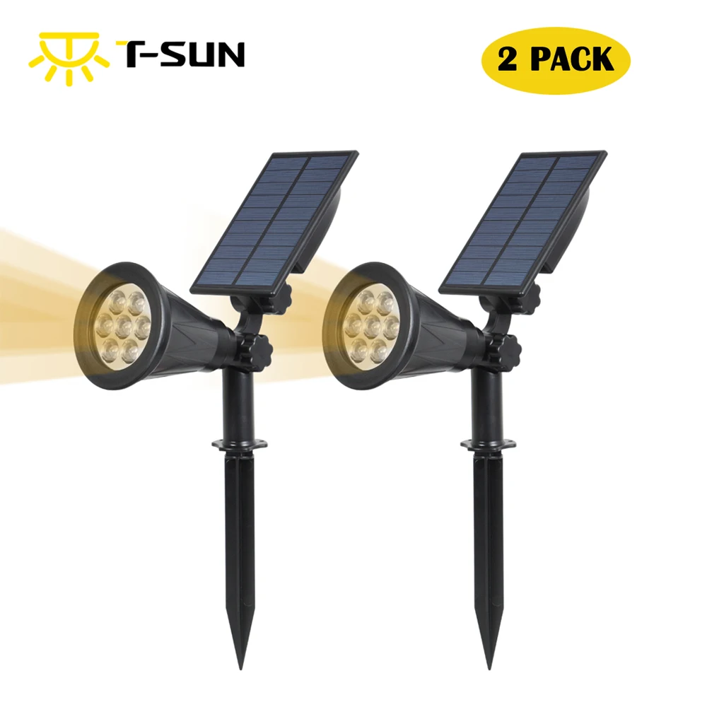 T SUNRISE 2 paket Solar Powered Garten Scheinwerfer Weihnachten Licht Im Freien für Landschaftsbau Boden oder Wand Halterung led garten lampe Preise