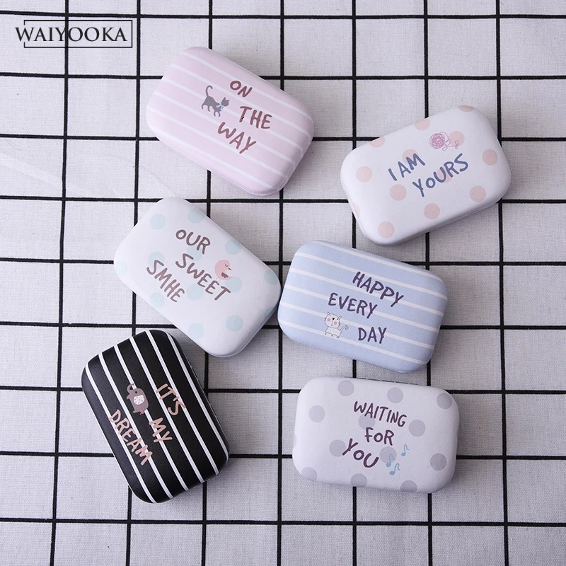 

Striped Wave Point Contact Lens Case Holder Hard Contact Lens Case Set With Mirror Travel Lenses Box Container Spectacle Cases