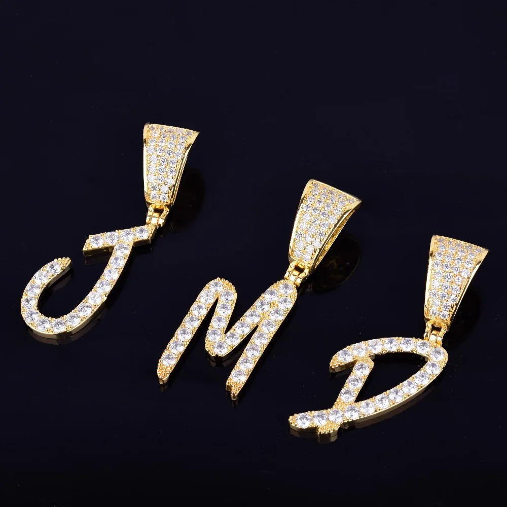 Новые крутые очаровательные ожерелья с буквой и подвеской на заказ с именем для мужчин/женщин золотые серебряные ювелирные изделия в стиле хип-хоп с цепочкой A-Z
