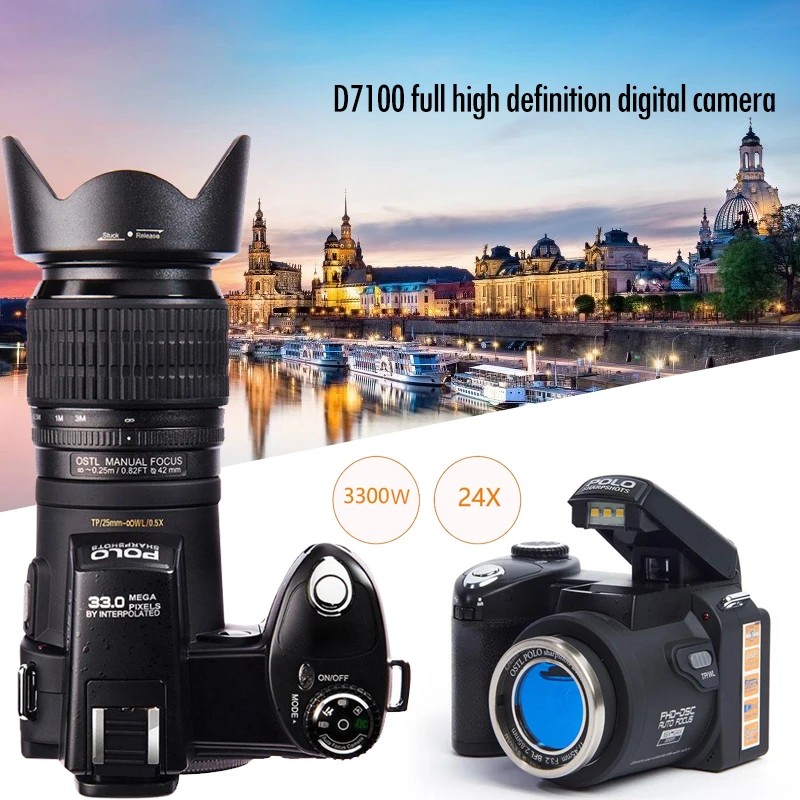 PROTAX D7100 цифровая камера 33MP FHD DSLR Полупрофессиональная 24x телефото и широкоугольные комплекты объективов 8X цифровой зум-камера s Focus