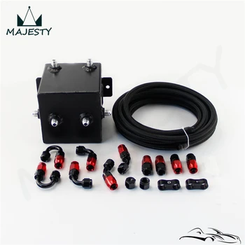 

2L Aluminium AN6 Fuel Surge Tank 2 Litre Swirl Port +5M hose +AN6 Fittings kit