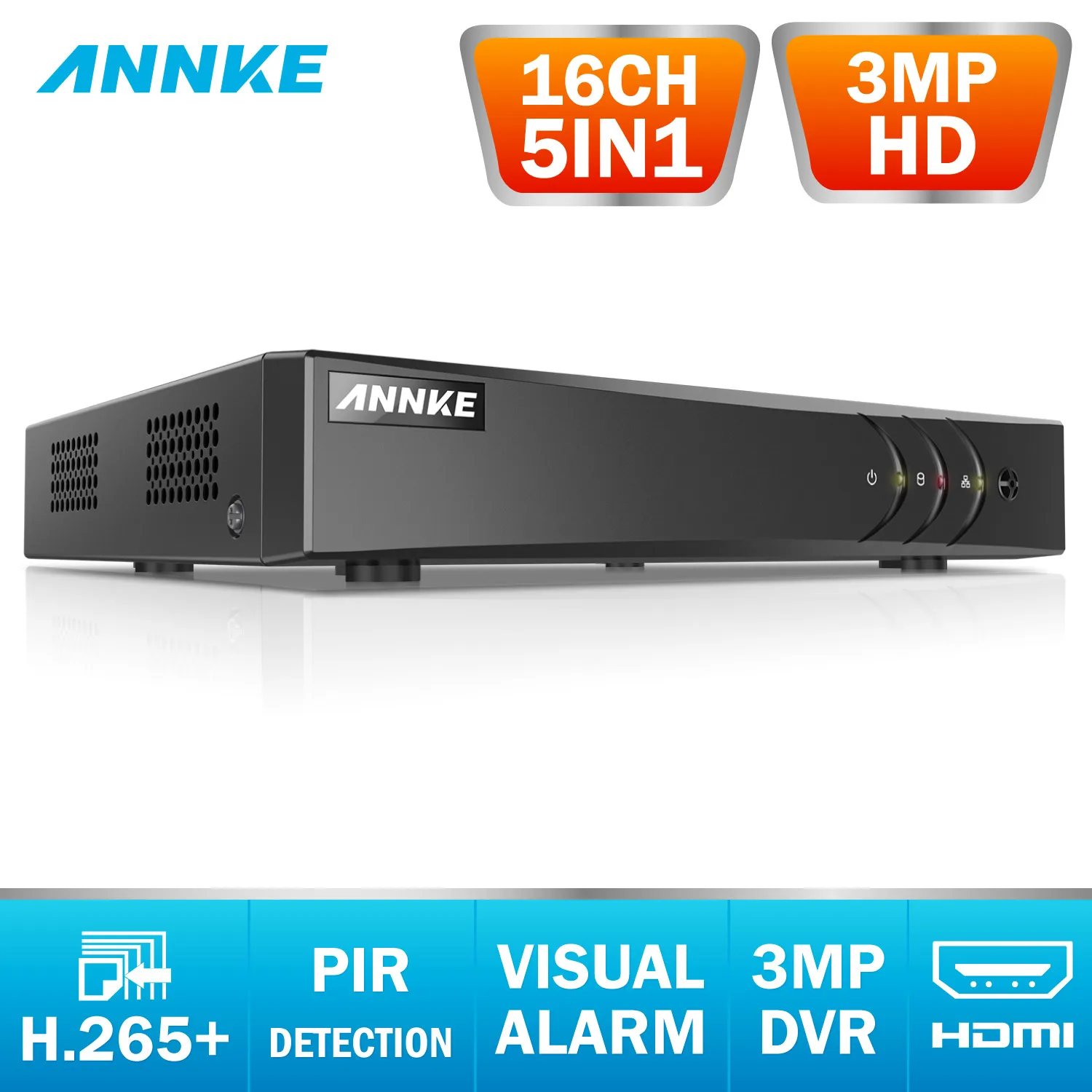 ANNKE 16CH 3MP 5в1 HD TVI CVI AHD IP безопасности DVR рекордер H.265 цифровой видео обнаружения