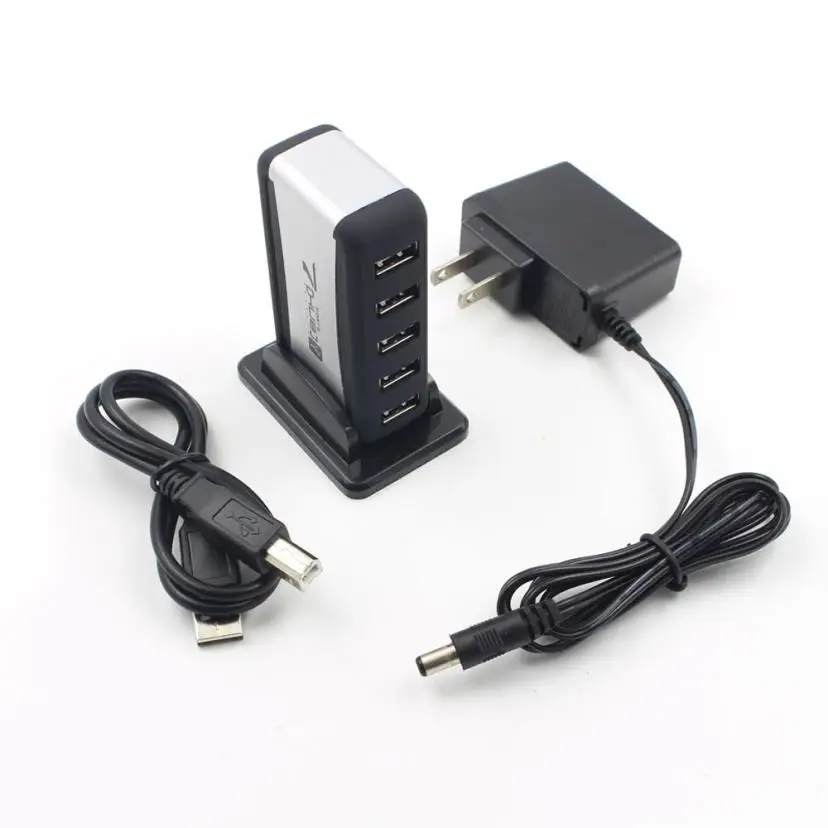 HIPERDEAL Новый 7 портовый высокоскоростной концентратор USB 2 0 с адаптером питания