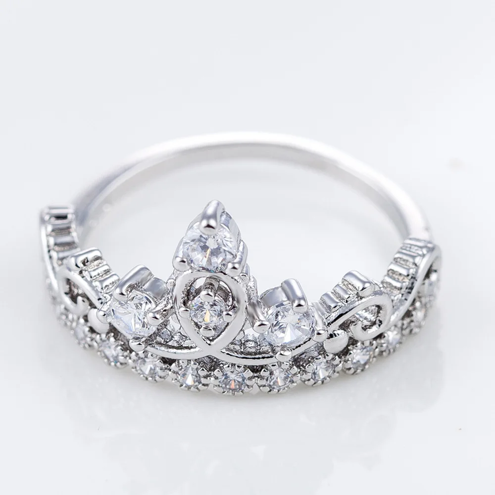 Princess Crown Rings for women AAA cubic zirconia micro pave setting